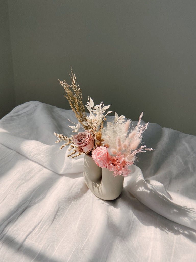 hiddenbotanicsweddings Floral Home Decorations Preserved Rose Floral Vase Arrangment / Eternal Blooms Dried Grasses Home Decor