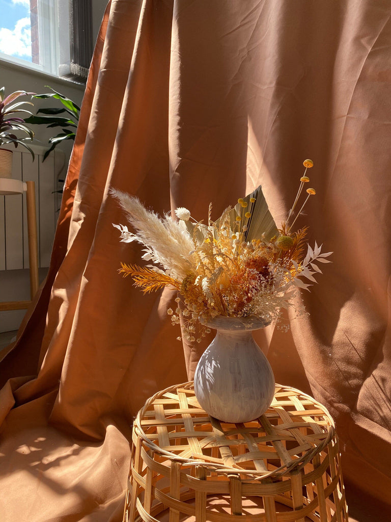 hiddenbotanicsweddings Floral Home Decorations Yellow & Orange Pampas Grass Dried Palm Spear Floral Vase Arrangment / Spring Flowers Meadow Vase Filler