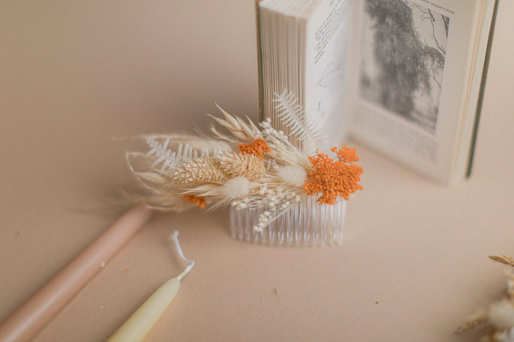 hiddenbotanicsweddings Hair Combs Autumn Peach & Terracota Comb / Wedding Hair Accessory
