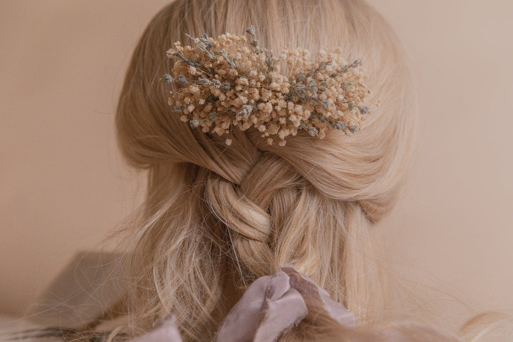 hiddenbotanicsweddings Hair Combs Dried Gypsophila & Dried Lavender Bridal Hair Comb / Wedding Hair Comb