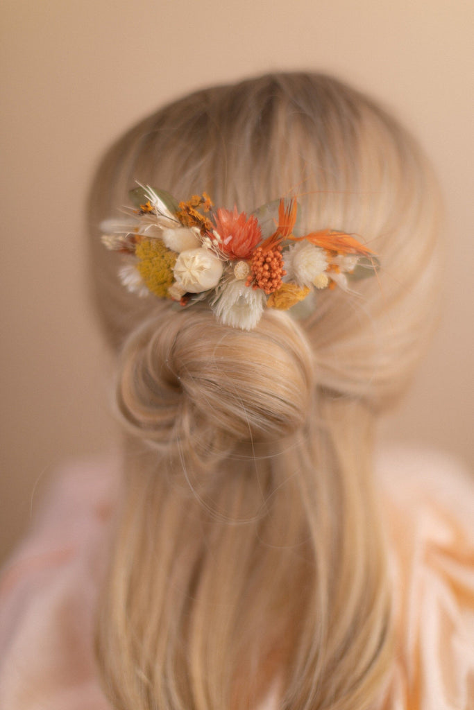 hiddenbotanicsweddings Hair Combs Pastel Autumn Dried Flower Bridal Comb / Autumn Wedding Hair Accessory