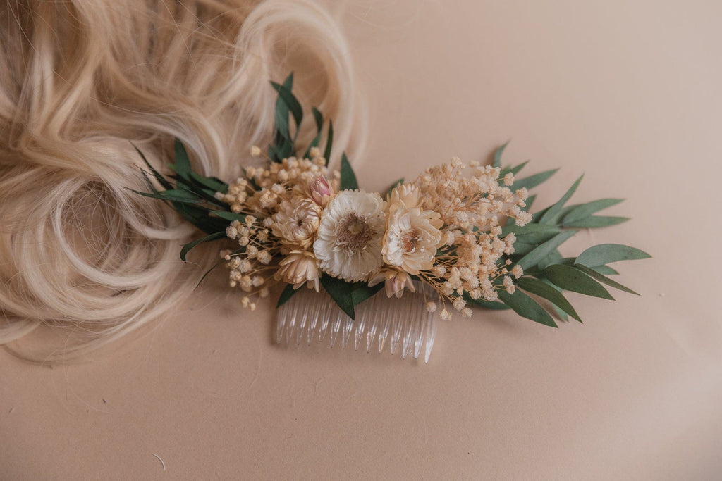 hiddenbotanicsweddings Hair Combs Preserved Eucalyptus Hair Comb / Bridal Boho Wedding Comb