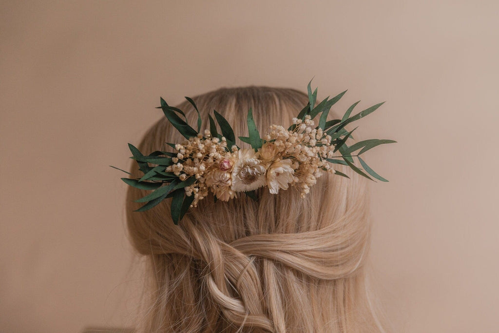 hiddenbotanicsweddings Hair Combs Preserved Eucalyptus Hair Comb / Bridal Boho Wedding Comb