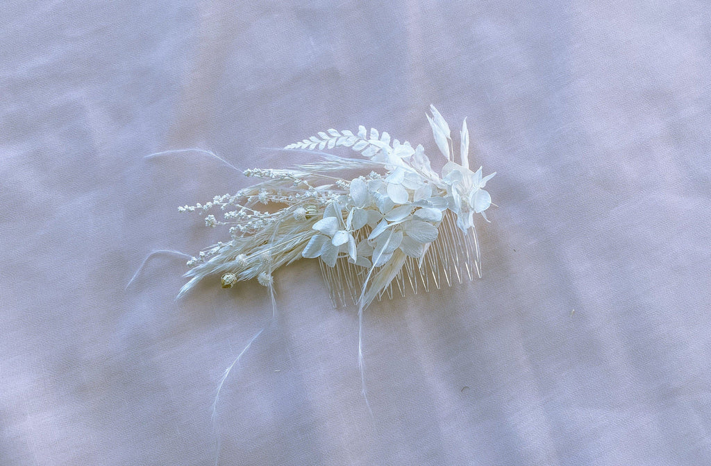 hiddenbotanicsweddings Hair Combs Preserved Hydrengea and Fern Boho Real Dried Flower Comb / Bridal Comb / Bridesmaids Comb / Bride Flower Comb