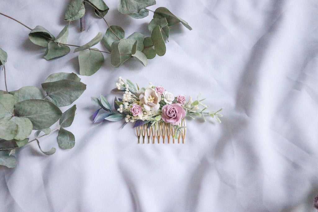 hiddenbotanicsweddings Hair Combs Vintage Flower Comb- Wedding Pastel Bridal Comb - Bridal shower - Wedding Hen - Bridesmaid Gift - Graduation