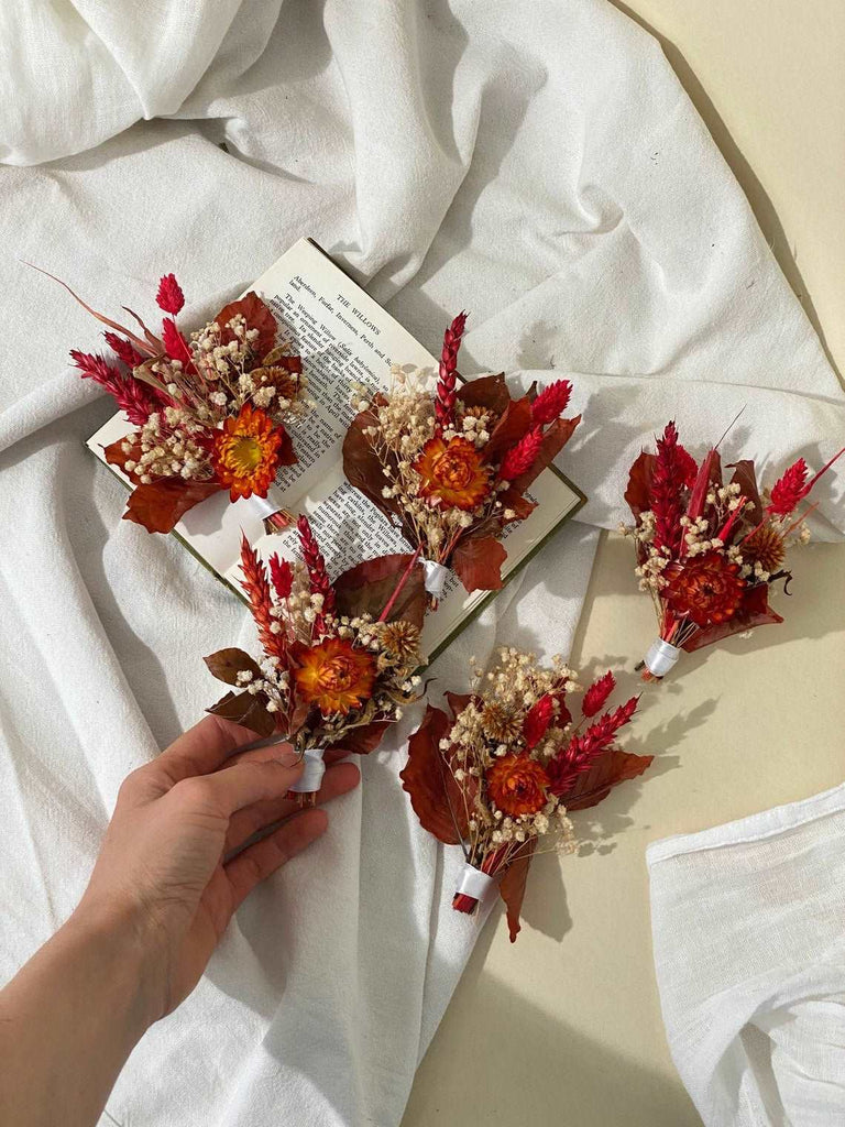 hiddenbotanicsweddings Hair Crowns Autumn Terracota Bridal Crown / Dried Autumn Flowers Wedding Crown