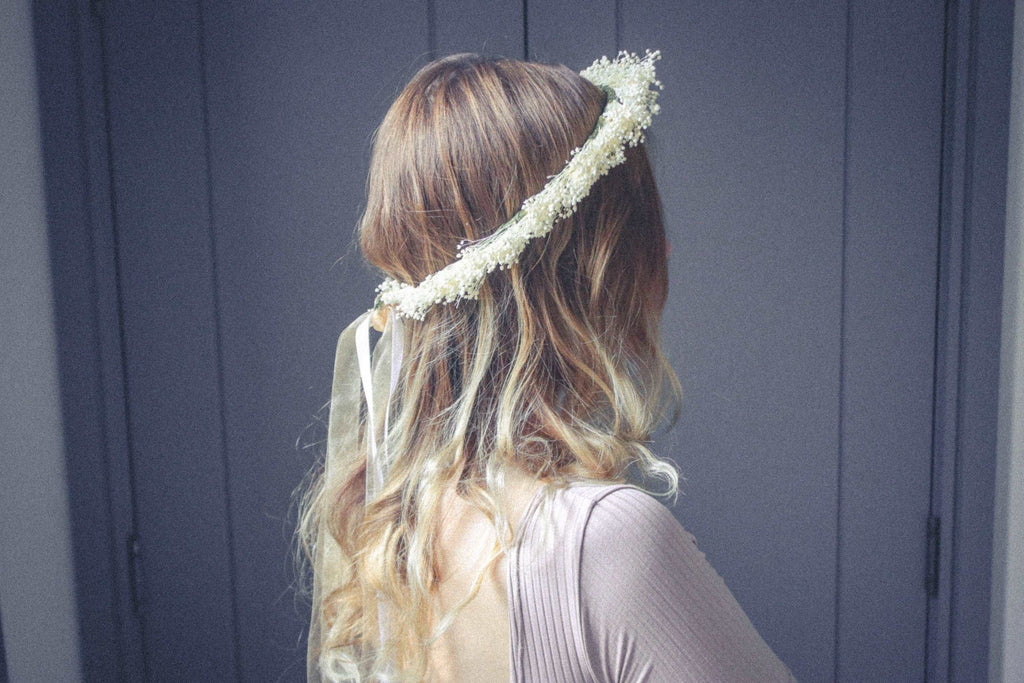 hiddenbotanicsweddings Hair Crowns Bleached Gypsophila Crown, Rustic Flower Crown, Boho Flower Crown, Wedding Crown, Dried Flowers, Bridal Accessories, Crown