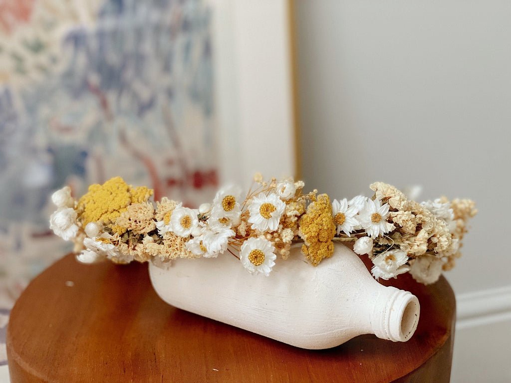 hiddenbotanicsweddings Hair Crowns Daisies and Wildflowers Dried Flower Crown / Bridal Crown / Wedding Flower Crown