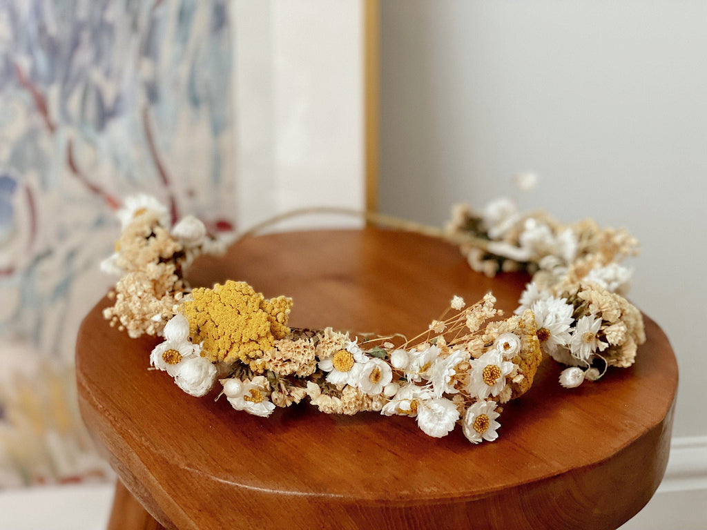 hiddenbotanicsweddings Hair Crowns Daisies and Wildflowers Dried Flower Crown / Bridal Crown / Wedding Flower Crown