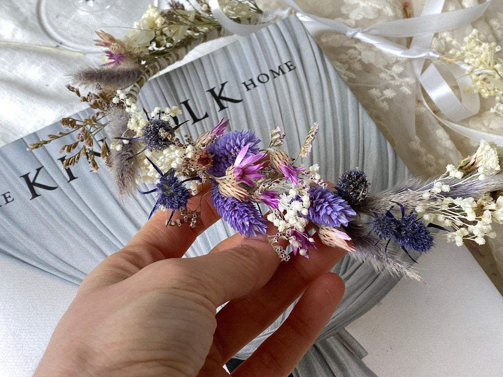 hiddenbotanicsweddings Hair Crowns Lilac Wildflower Bridal Wedding Crown / Boho Bride Wedding Flower Headband / Flower Wreath