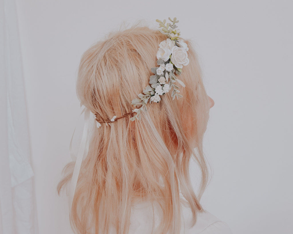 hiddenbotanicsweddings Hair Crowns Mulberry Paper Roses Half Crown / Silk Flower Crown / Boho Bridal Crown