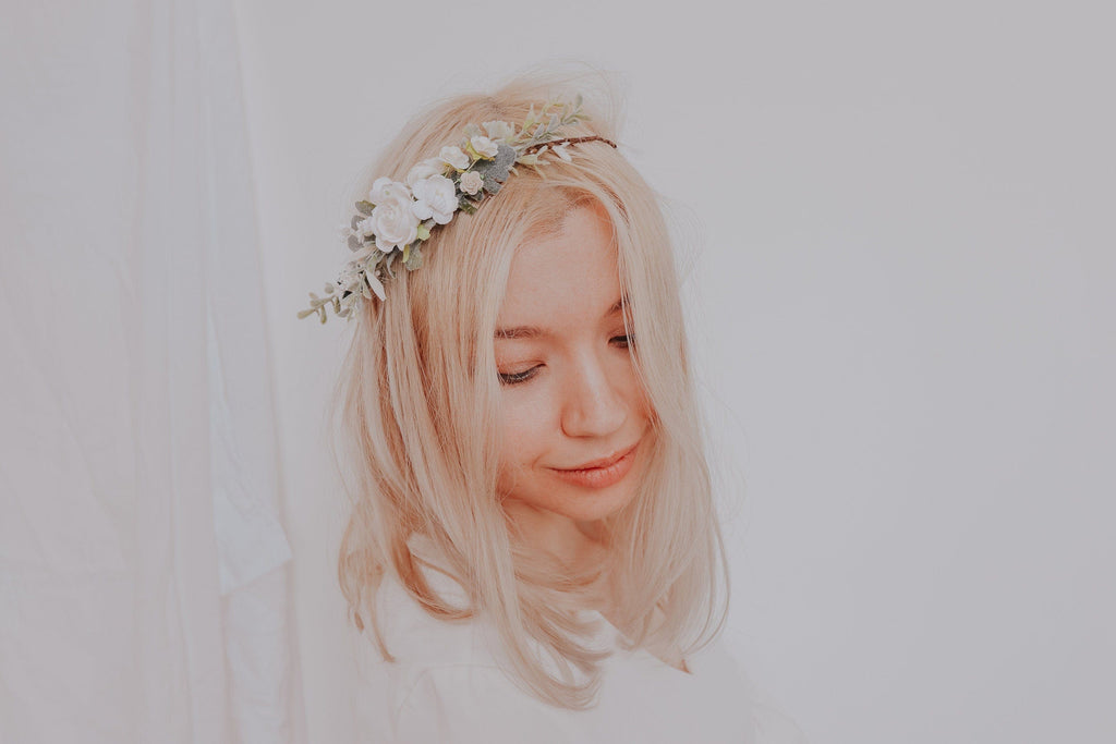 hiddenbotanicsweddings Hair Crowns Mulberry Paper Roses Half Crown / Silk Flower Crown / Boho Bridal Crown