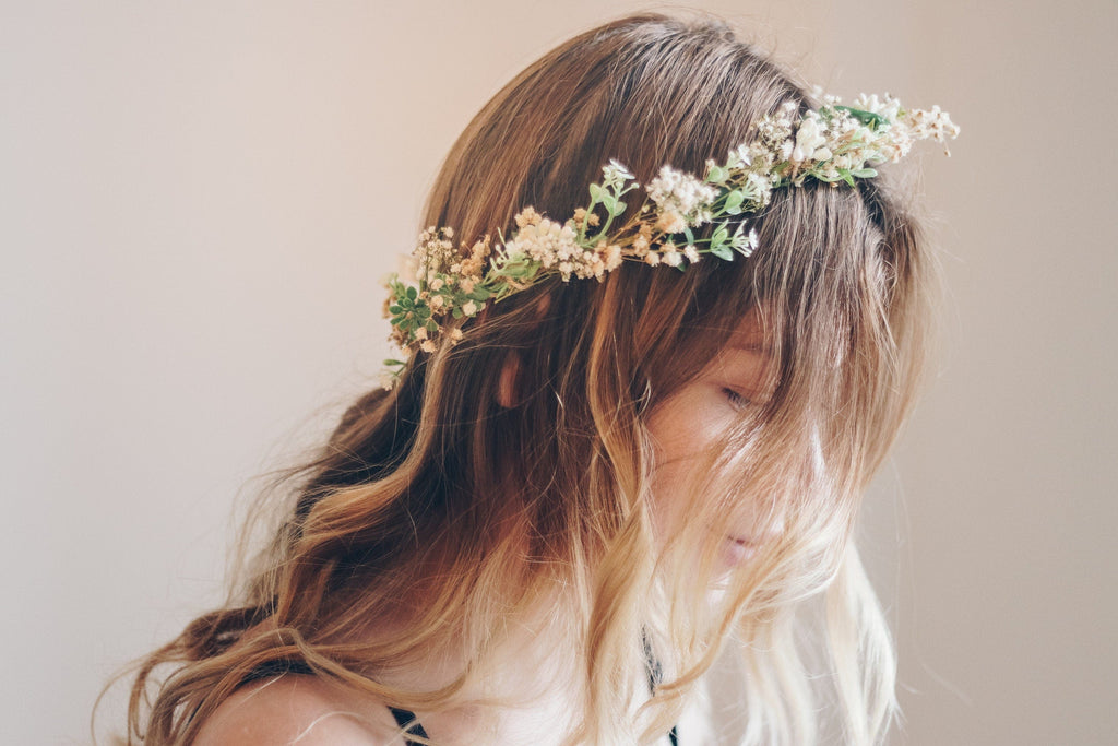 hiddenbotanicsweddings Hair Crowns Whimsical Forest Herbs Flower Crown - dried flowers, artificial leaves, Bridal Wreaths, Bridal Crowns
