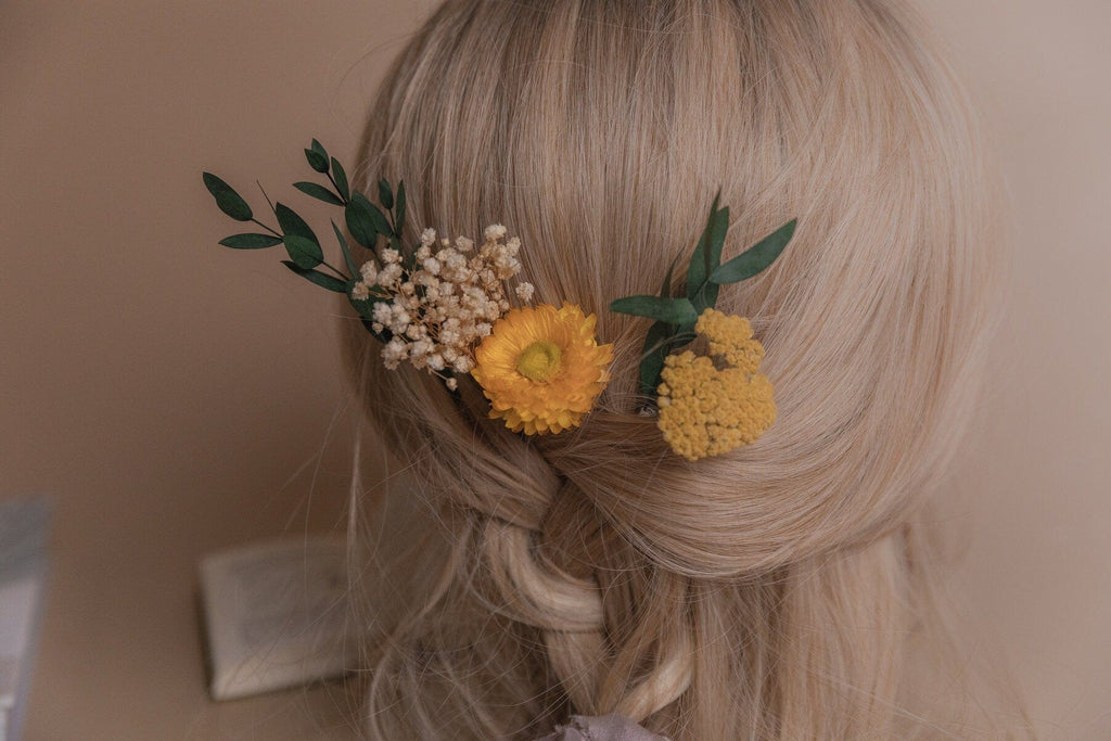 hiddenbotanicsweddings Hair Crowns Yarrow and Eucalyptus Bridal Crown / Billy Balls Crown / Boho Bridal Neutral Crown