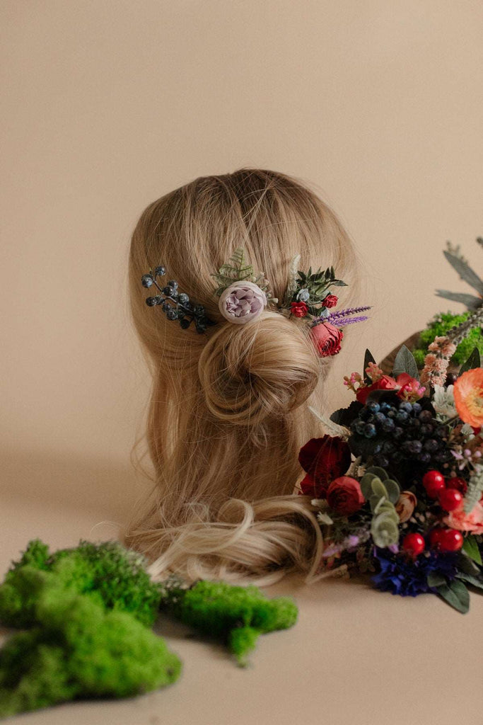 hiddenbotanicsweddings Hair Pin Sets Artificial Wildflower 4 Piece Hair Pin Set / New Zealand Hobbiton Inspired Design