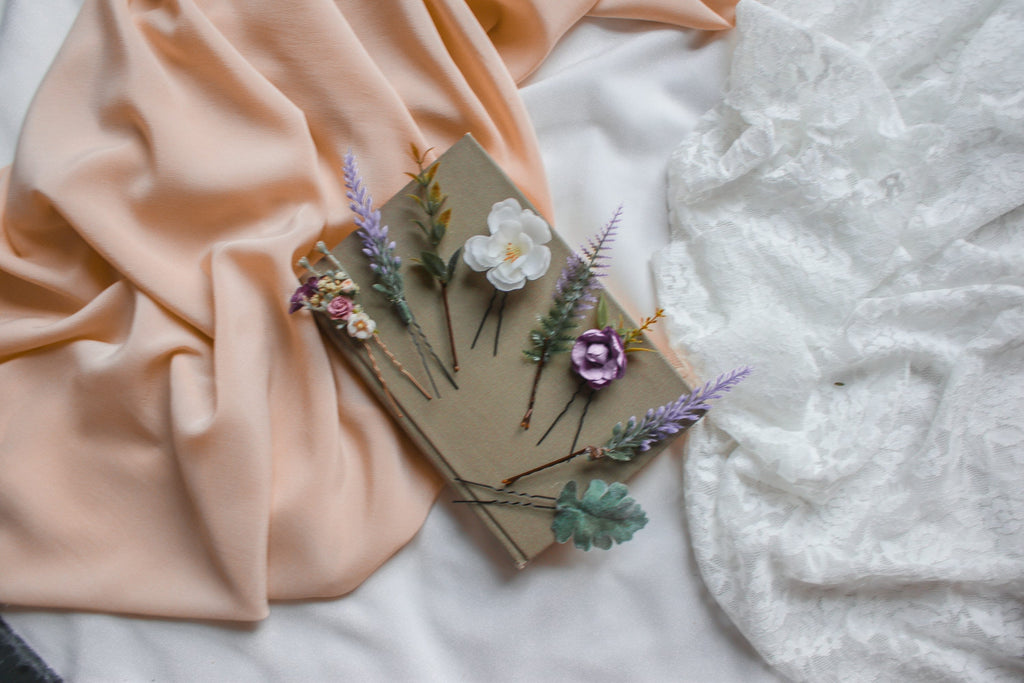 hiddenbotanicsweddings Hair Pin Sets Ferns and Blossoms Hair Pin Set 8 Piece, Made by Hidden Botanics Wedding Flowers & Design