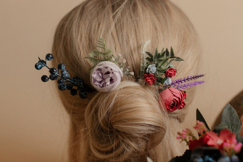 hiddenbotanicsweddings Hair Pin Sets New Zealand Wildflower Artificial Silk Wedding Hair Pin Set /  Hobbiton Inspired Colorful Wedding Hair Pin