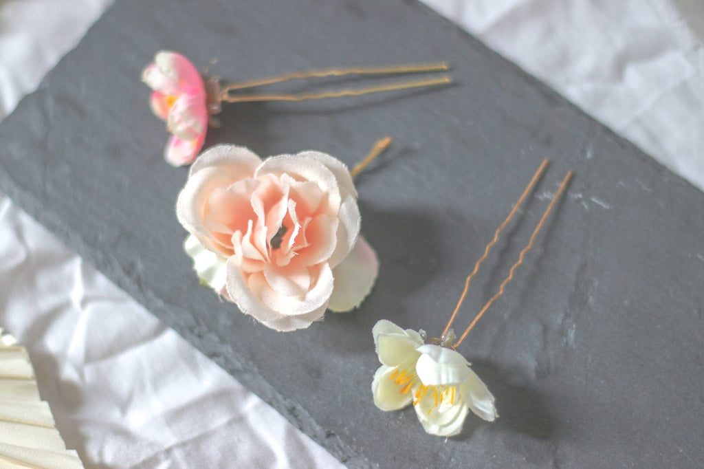 hiddenbotanicsweddings Hair Pin Sets Pastel Flower Hair Pin Set
