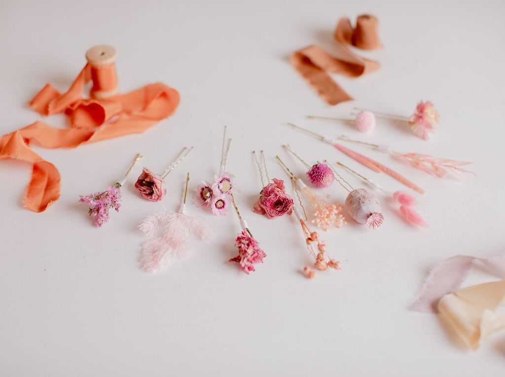 hiddenbotanicsweddings Hair Pin Sets Pink Hue Daisies, Ruscus 15piece Hair Pins  Set, Boho Hair Pins, Wedding Hair Pins, Flower Pin Set