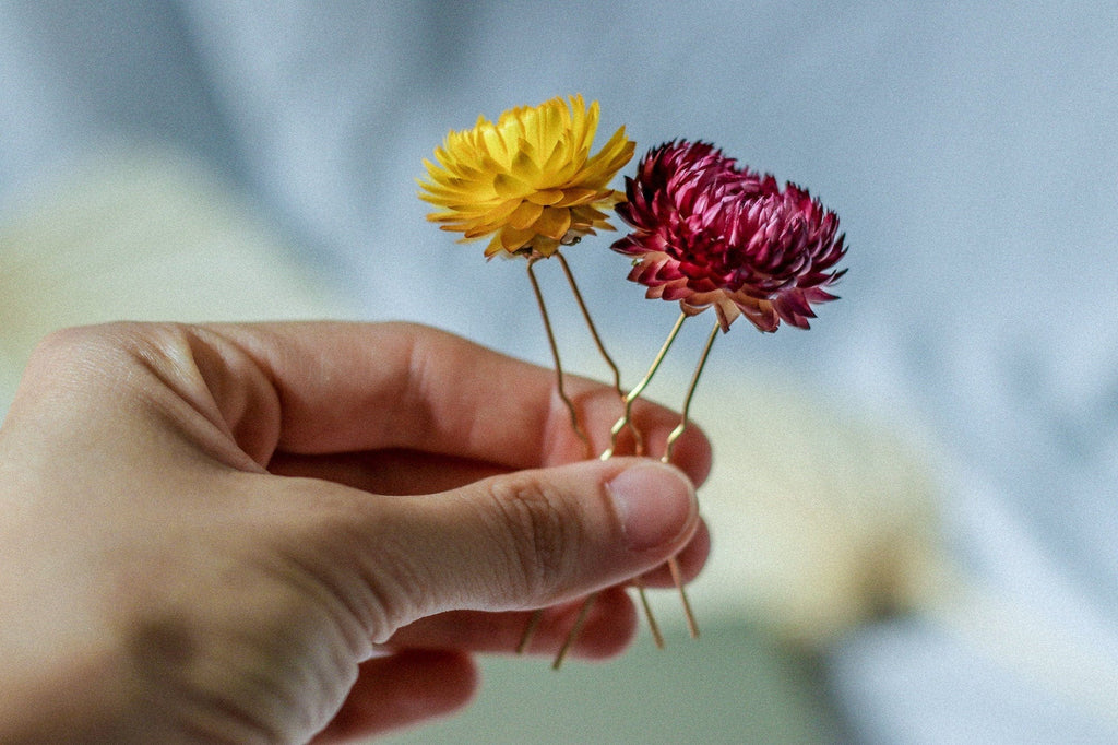 hiddenbotanicsweddings Hair Pin Sets Real Dried Flower Hair Pins, Rustic Wedding hair Pins