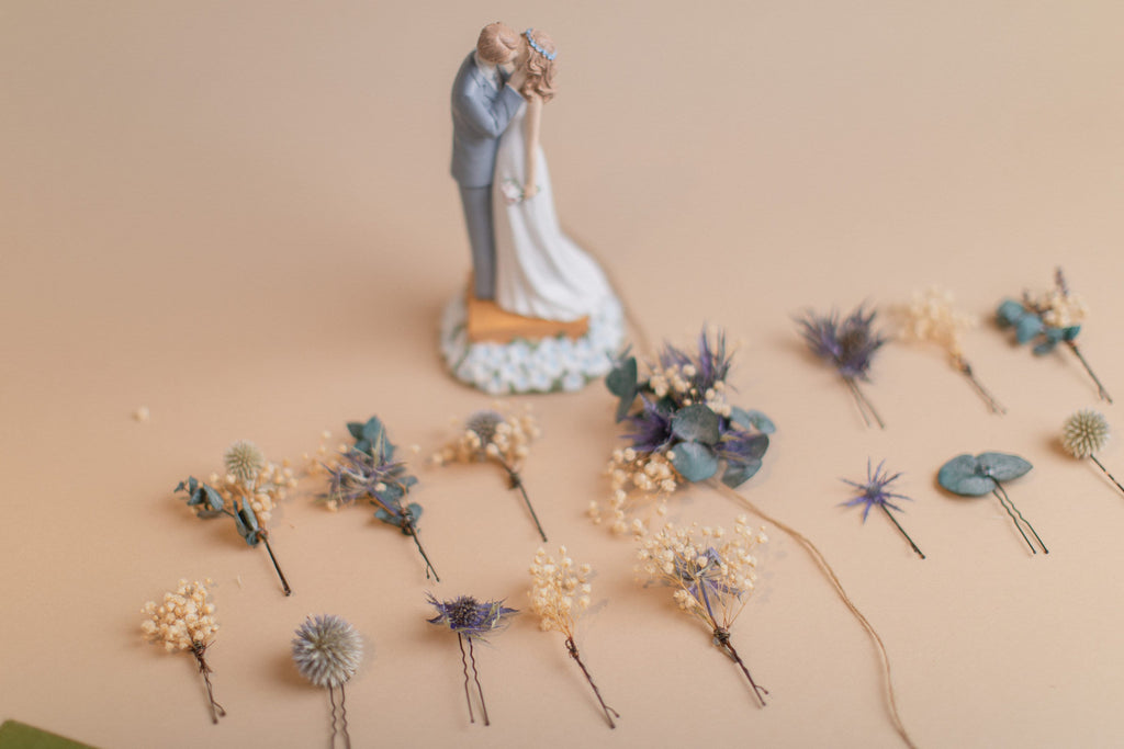 hiddenbotanicsweddings Hair Pin Sets Scottish Thistle & Eucalyptus Hair Pins Set, Boho Hair Pins, Wedding Hair Pins, Flower Pin Set