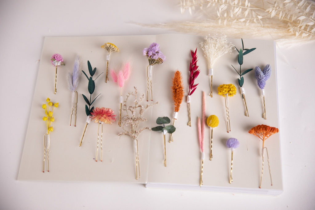 hiddenbotanicsweddings Hair Pin Sets Spring Rainbow 20 piece Hair Pins  Set, Boho Hair Pins, Wedding Hair Pins, Flower Pin Set