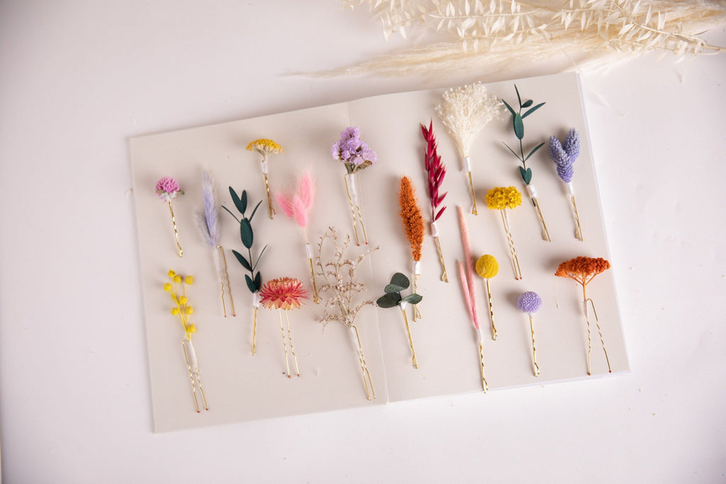 hiddenbotanicsweddings Hair Pin Sets Spring Rainbow 20 piece Hair Pins  Set, Boho Hair Pins, Wedding Hair Pins, Flower Pin Set