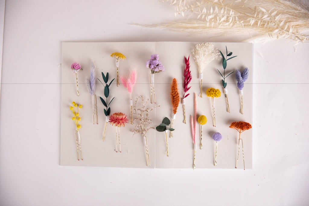 hiddenbotanicsweddings Hair Pin Sets Spring Rainbow 20 piece Hair Pins  Set, Boho Hair Pins, Wedding Hair Pins, Flower Pin Set