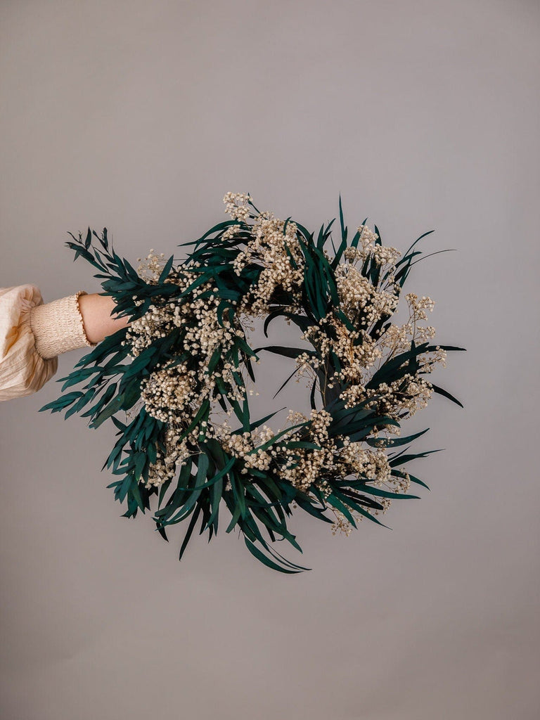 hiddenbotanicsweddings Modern Christmas Wreath No.7 / Preserved Eucalyptus in Soft Winter Door Wreath Christmas Decoration / Christmas Wreath / Xmas Door Wreath