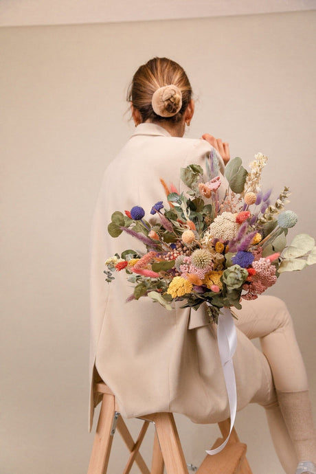 Dark Blue Eucalyptus & Pampas Grass Boho Bridal Bouquet / Pampas grass  dried grasses bouquet / dried flower bouquet / boho bridal bouquet