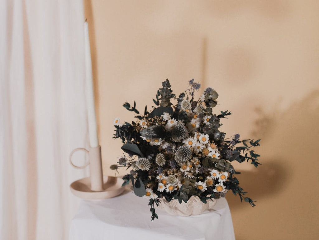 hiddenbotanicsweddings Scottish Globe Thistle & Dried Daisies Bridal Bouquet / Greenery Eucalyptus Bouquet / Boho Bride Spring Flowers