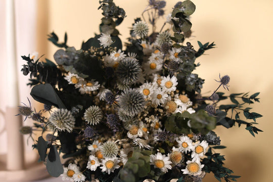 Boho Eucalyptus and Thistle Dried Flower Bouquet // Bridal Bouquet //B –