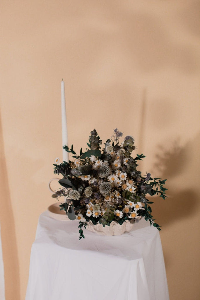 hiddenbotanicsweddings Scottish Globe Thistle & Dried Daisies Bridal Bouquet / Greenery Eucalyptus Bouquet / Boho Bride Spring Flowers