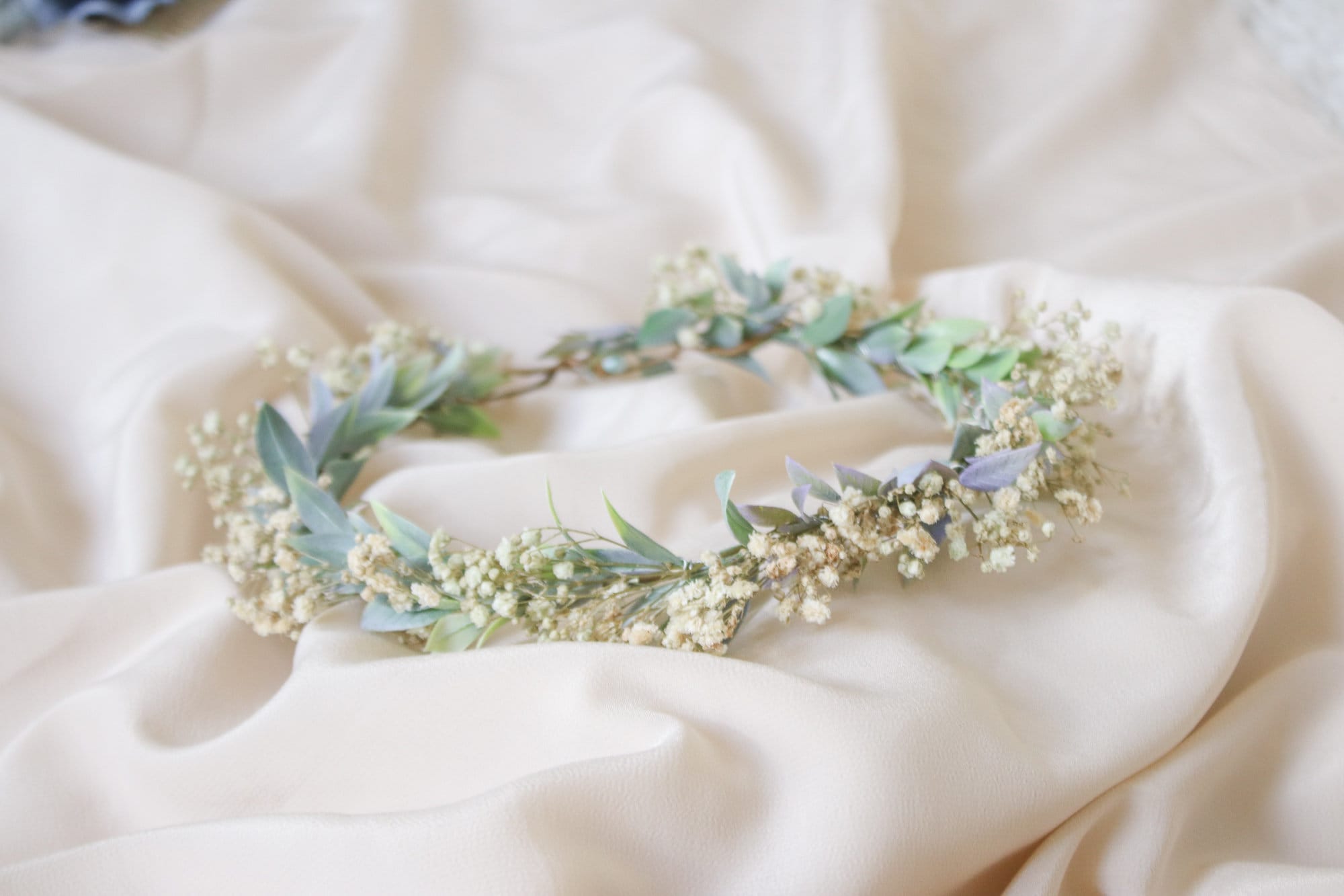 hiddenbotanicsweddings Hair Crowns Boho Flower Wreath, Baby's Breath Flower Crown, Woodland Flower Crown, Rustic Forest Herbs, Boxwood Wedding Crown, Bride Crown, Green Crown
