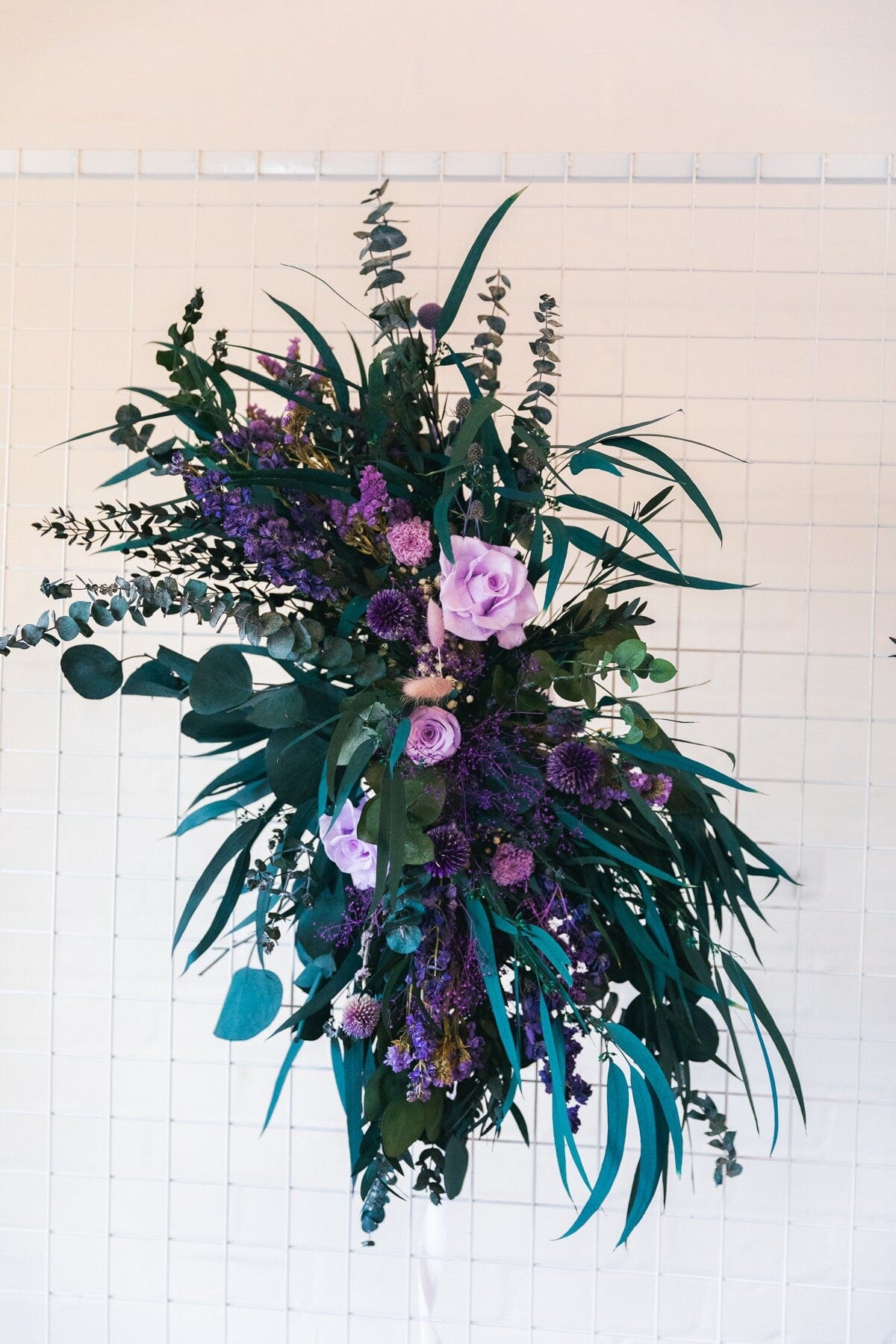 hiddenbotanicsweddings Floral Home Decorations Lilac Eternal Roses & Preserved Eucalyptus Wildflower Arch Decoration Chuppah Decor, Wedding Arch Decor, Backdrop Decor