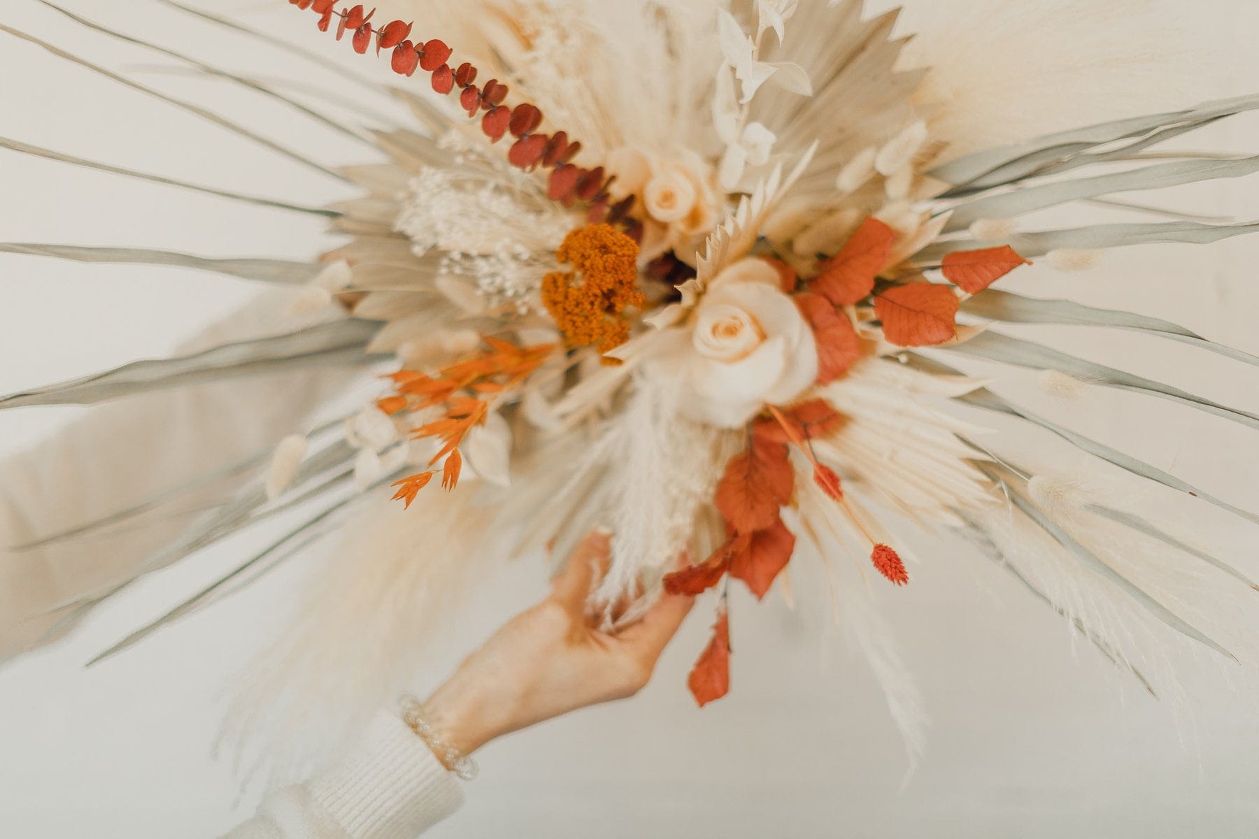 hiddenbotanicsweddings Floral Home Decorations Pampas Moongate Decoration Terracota & Red Orange Palm Arch Decoration Chuppah Decor, Wedding Arch Decor, Backdrop Decor