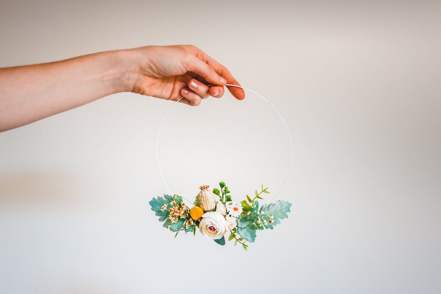 hiddenbotanicsweddings Floral Home Decorations White Metal Floral Hoop for Weddings and Decoration,Nordic Flower Hoop, Nursery hoop wreath, Wedding Decoration, Wedding Chair Hoops