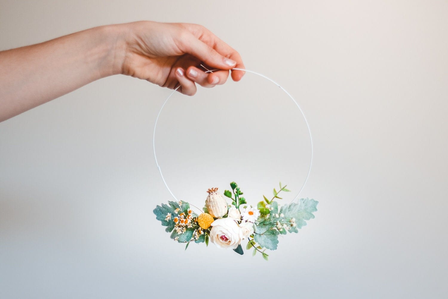 hiddenbotanicsweddings Floral Home Decorations White Metal Floral Hoop for Weddings and Decoration,Nordic Flower Hoop, Nursery hoop wreath, Wedding Decoration, Wedding Chair Hoops