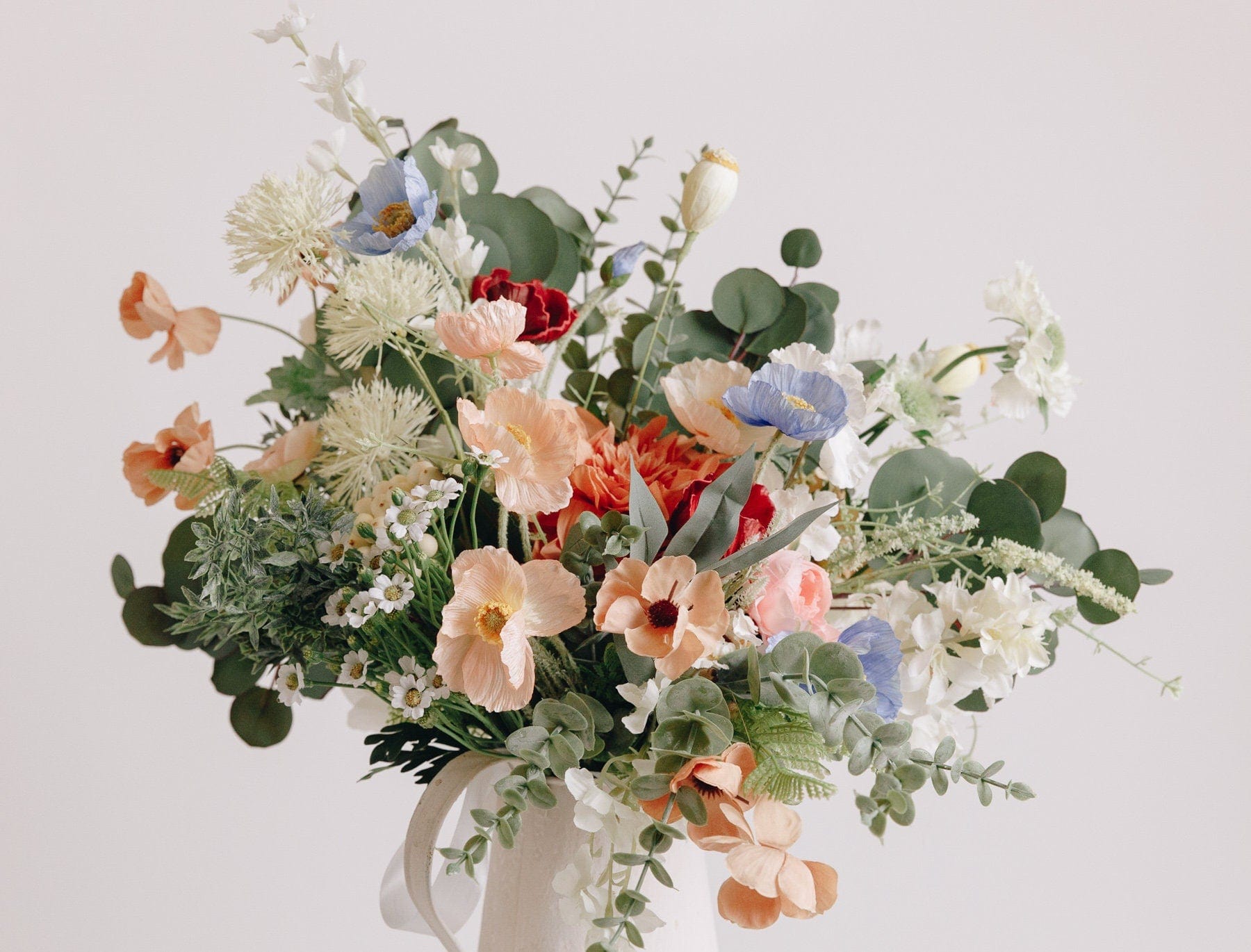 hiddenbotanicsweddings Bouquets Colourful Artificial Flowers Bridal Bouquet - Soft Green & Peach
