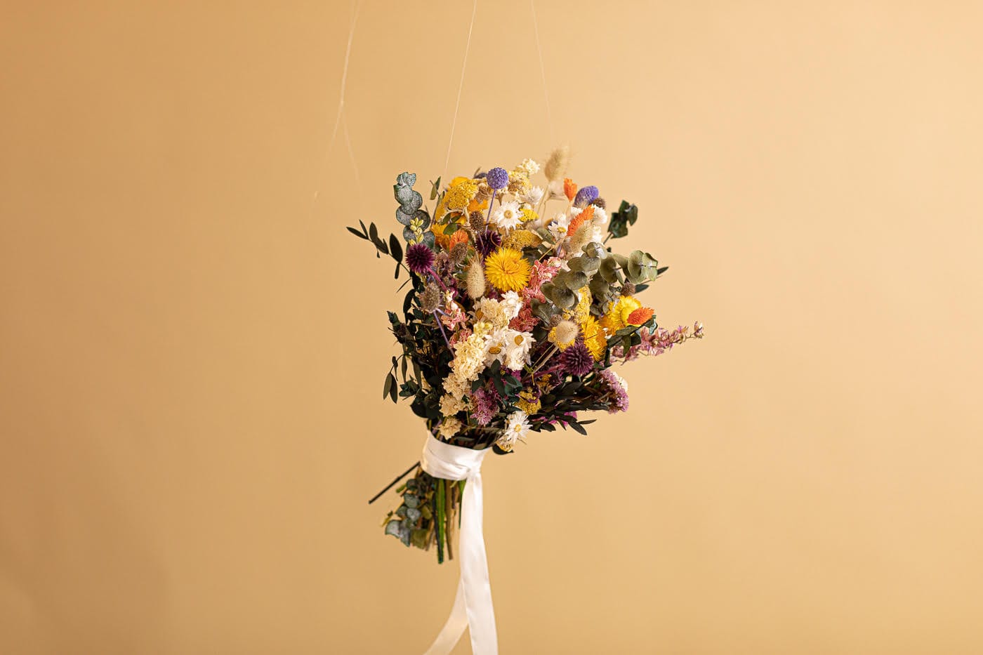 hiddenbotanicsweddings Bouquets Colourful Dried Flower Bridal Bouquet - Golden Yellow & Green No.1