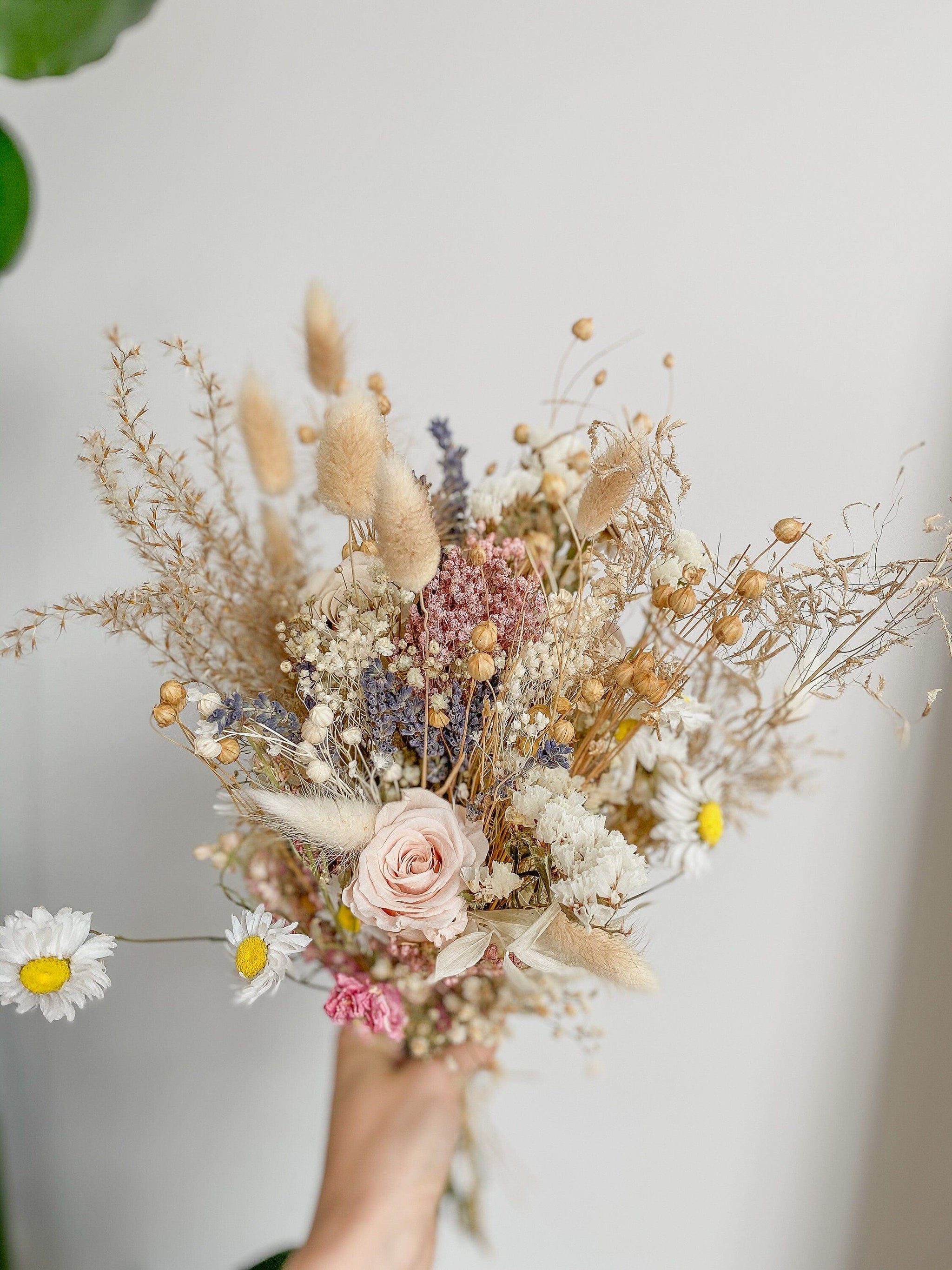 hiddenbotanicsweddings Bouquets Colourful Dried Flowers Bridal Bouquet - Soft Cream & Pink