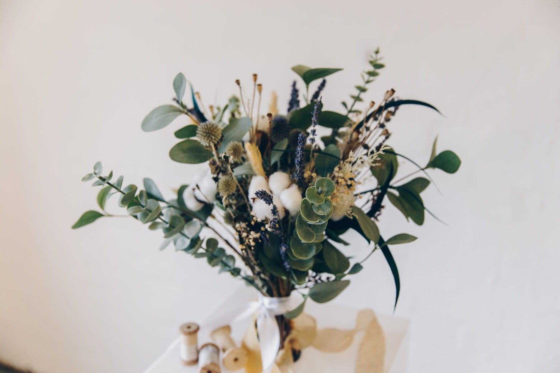 hiddenbotanicsweddings Bouquets Dried & Artificial Flowers Bridal Bouquet - Dark Green & White No. 2