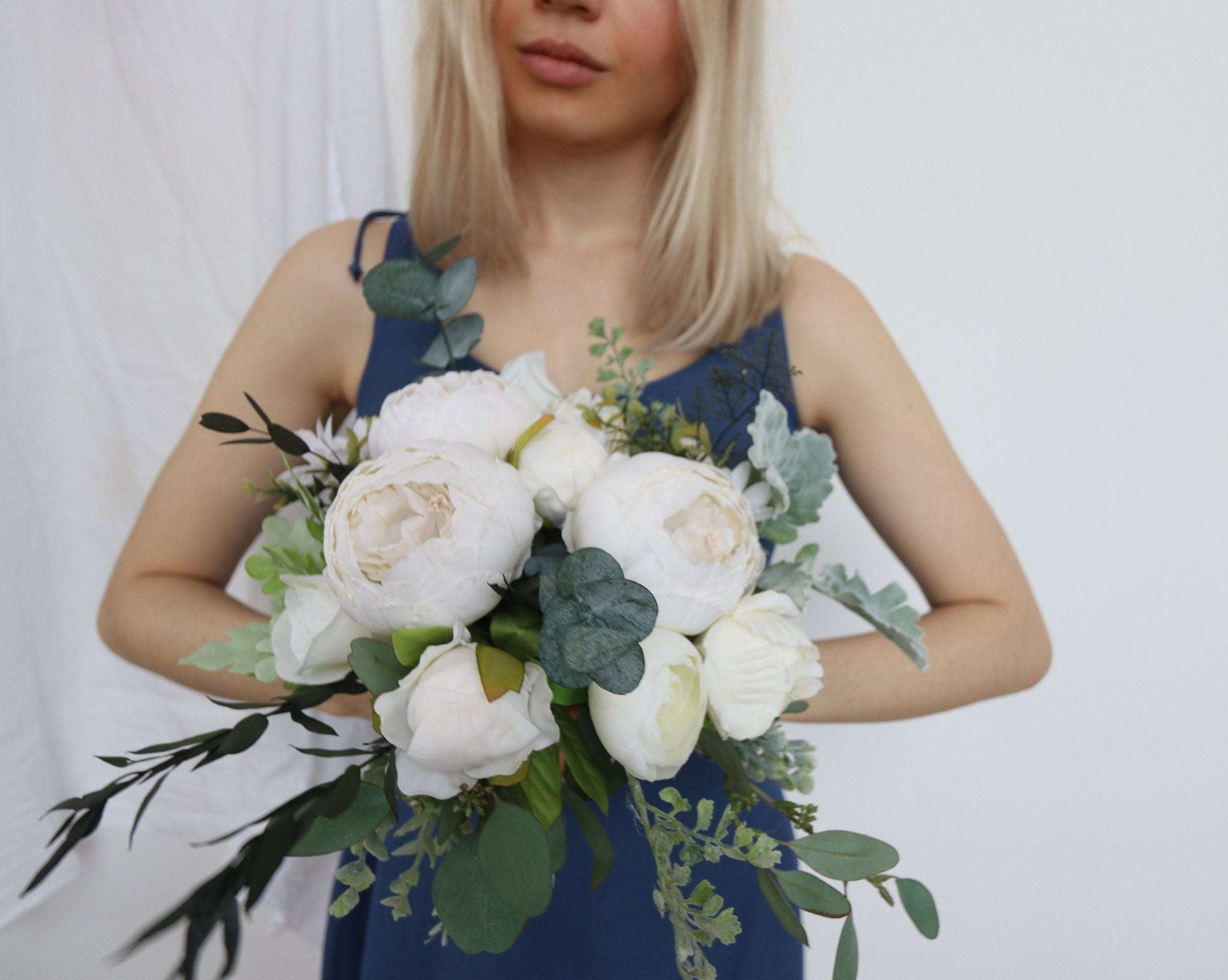 hiddenbotanicsweddings Bouquets Dried & Artificial Flowers Bridal Bouquet - Eucalyptus Green & White