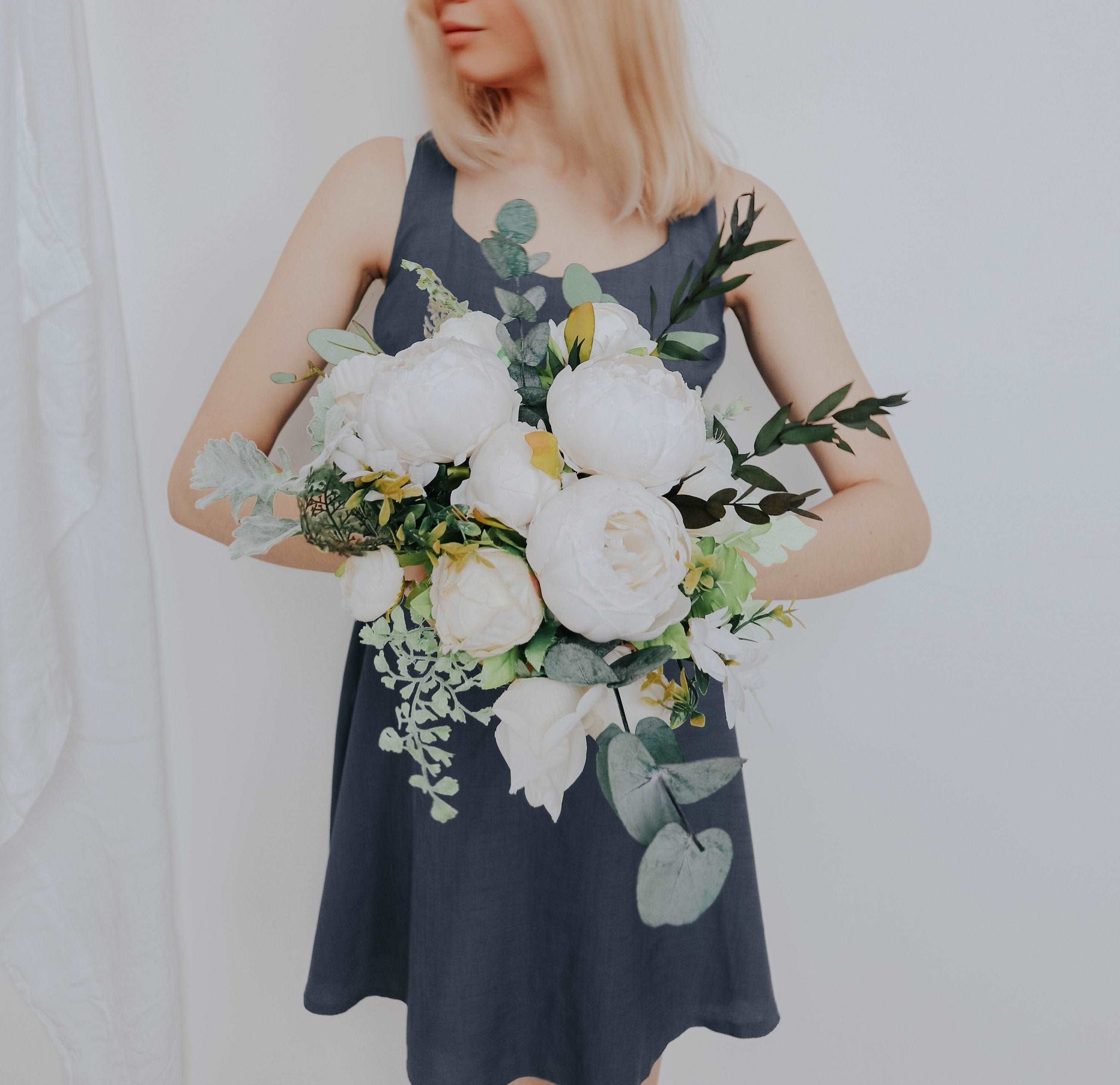 hiddenbotanicsweddings Bouquets Dried & Artificial Flowers Bridal Bouquet - Eucalyptus Green & White