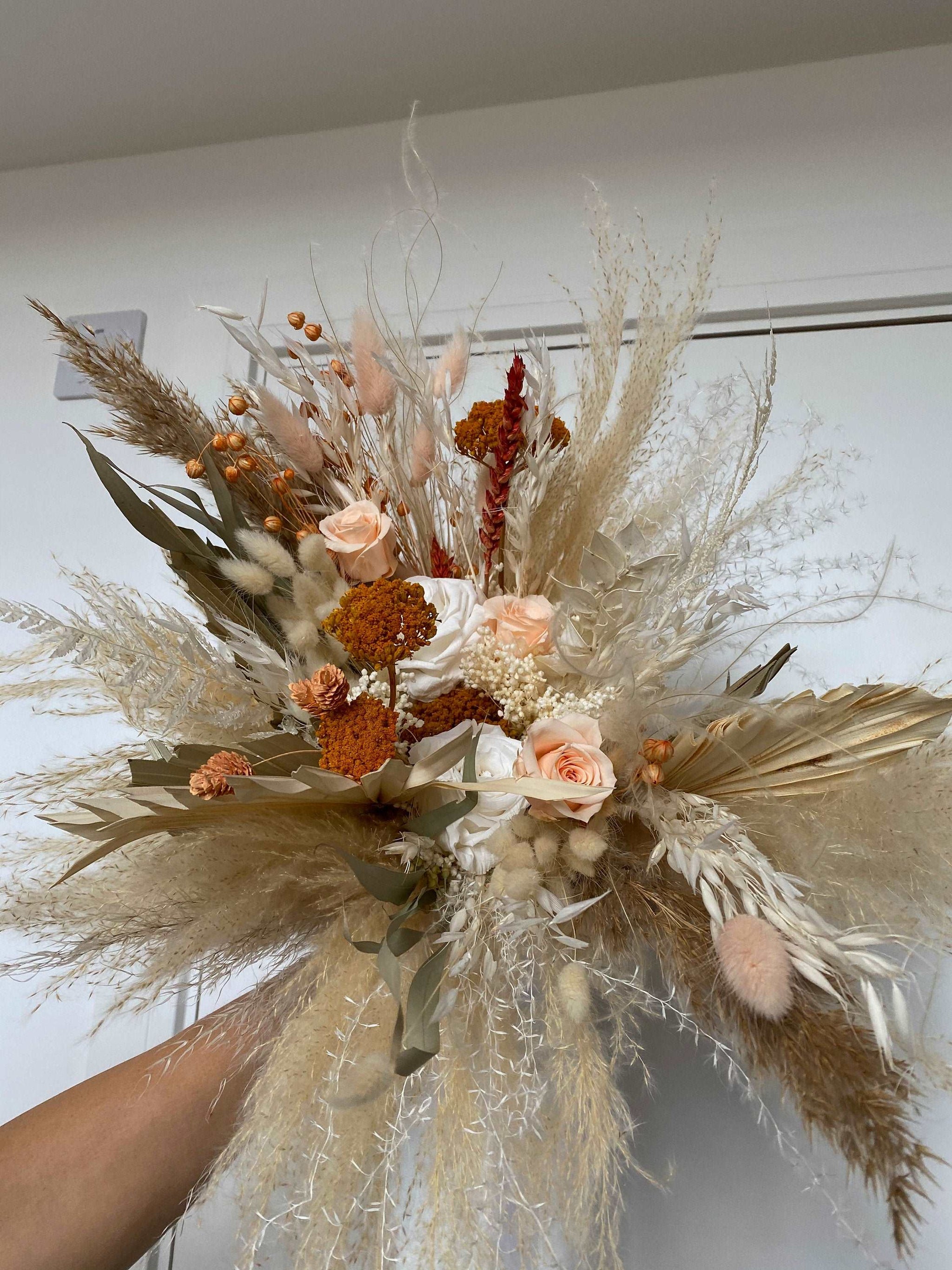 hiddenbotanicsweddings Bouquets Dried Flowers Bridal Bouquet - Burnt Orange & Cream No. 8