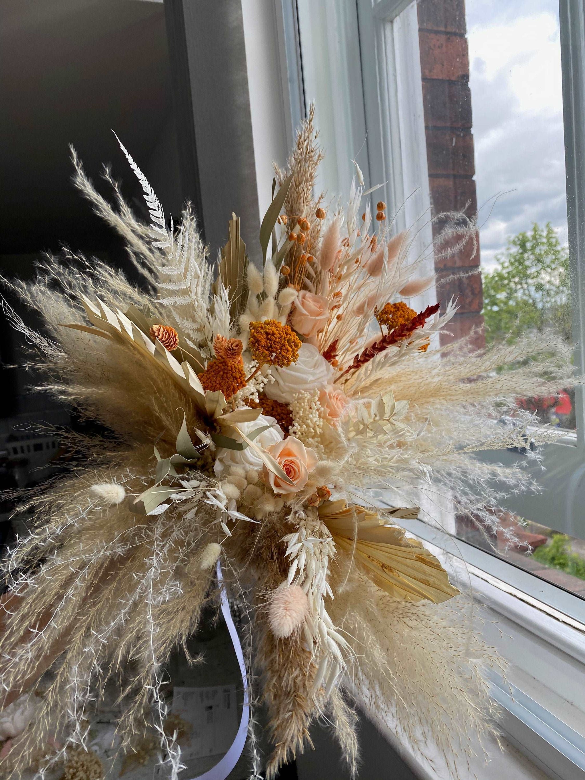 hiddenbotanicsweddings Bouquets Dried Flowers Bridal Bouquet - Burnt Orange & Cream No. 8