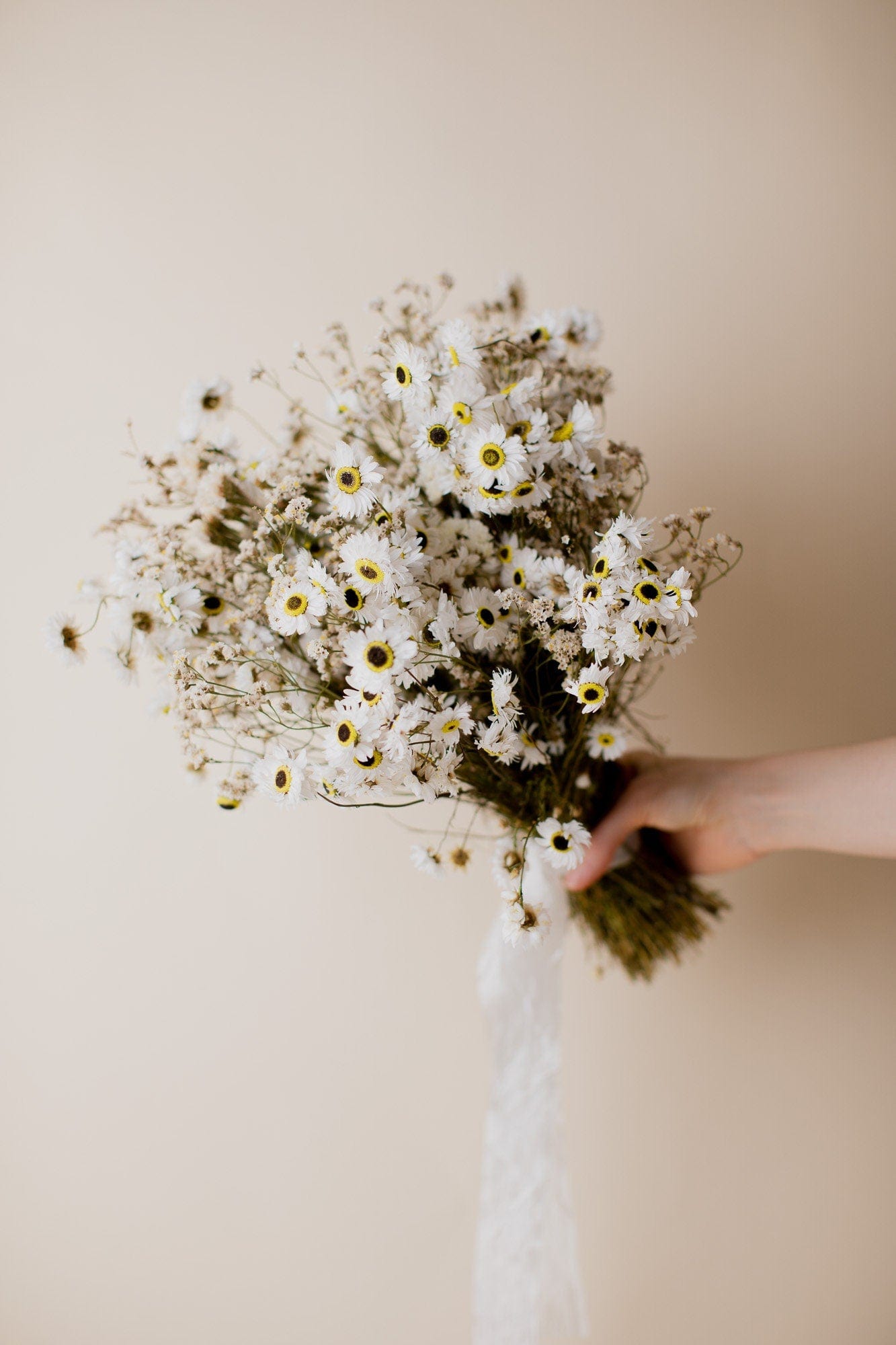 hiddenbotanicsweddings Bouquets Dried Flowers Bridal Bouquet - Daisy White & Cream