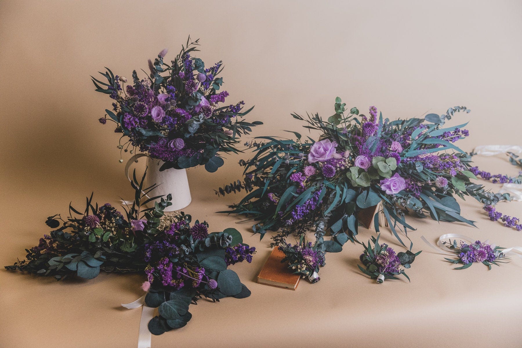 hiddenbotanicsweddings Bouquets Dried Flowers Bridal Bouquet - Dark Green & Purple