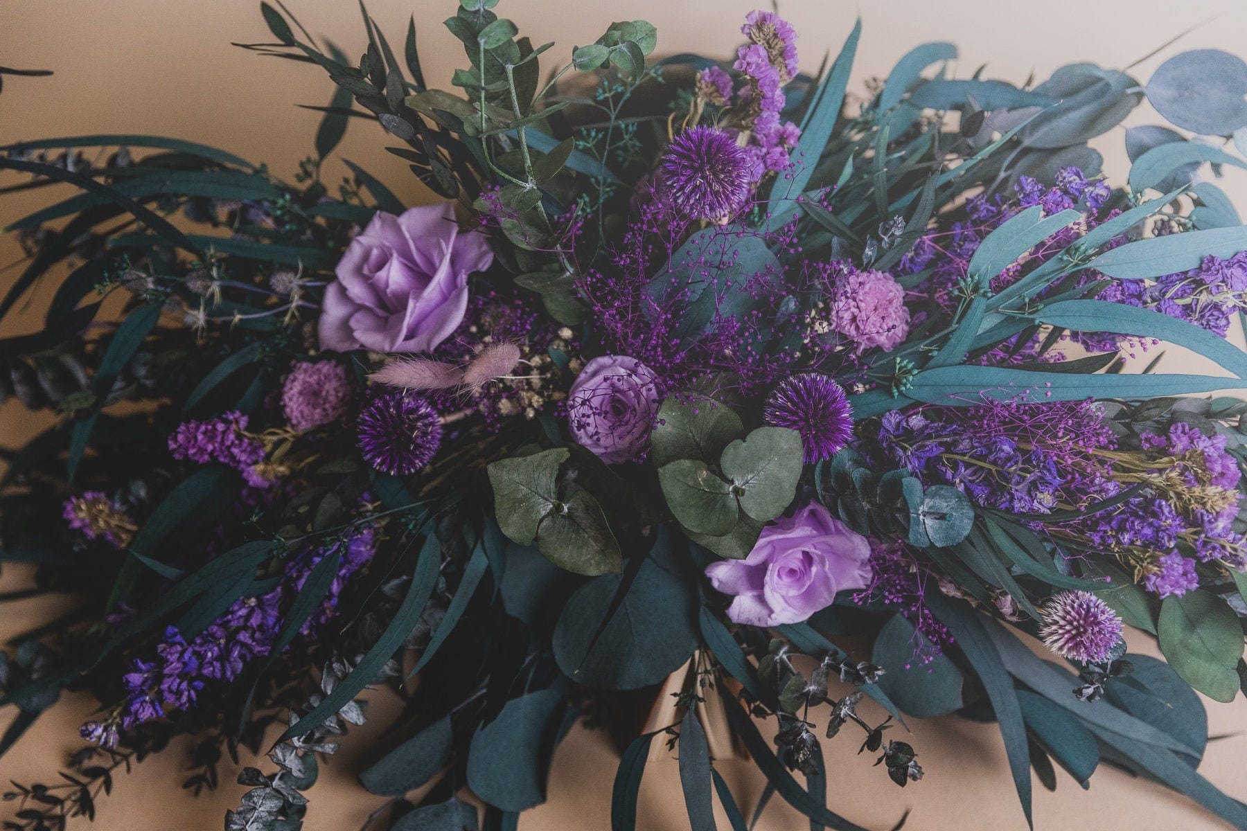 hiddenbotanicsweddings Bouquets Dried Flowers Bridal Bouquet - Dark Green & Purple