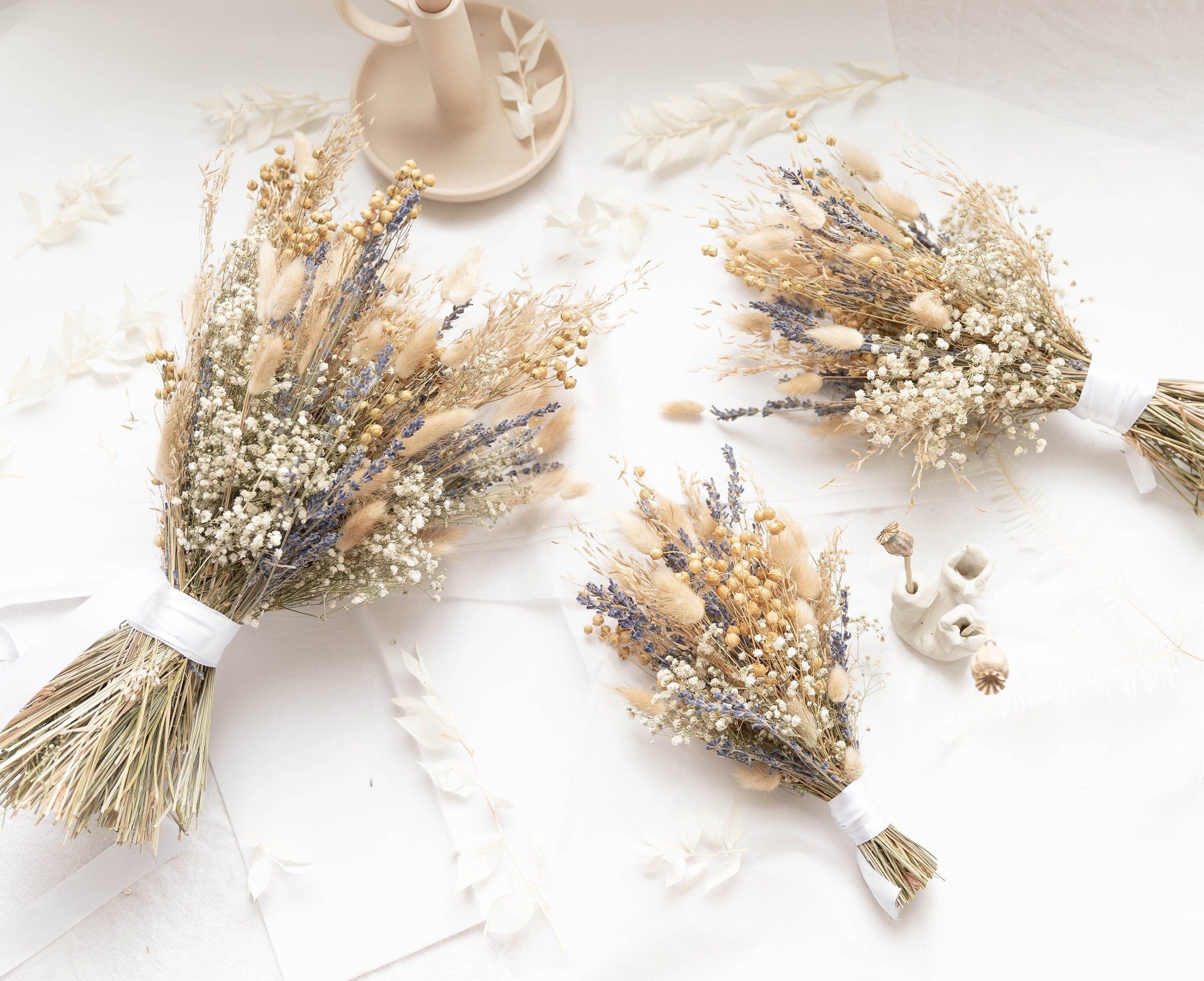 hiddenbotanicsweddings Bouquets Dried Flowers Bridal Bouquet - Lavender Purple & Cream No. 1